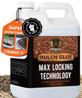 Ready to Use Mulch and Gravel Glue for Landscaping No Mess No Fuss One Gallon Rock Binder Non Toxic Weather Resistant Holds Pebbles Pine Straw for Garden Paths and Beds With Easy Application on one-gallon bottle