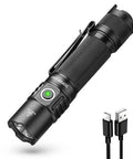 Beastly Bright 3800 Lumen Tactical Flashlight With Dual Switch, Pocket Sized EDC Light, USB-C cable included, IPX8 waterproof design.