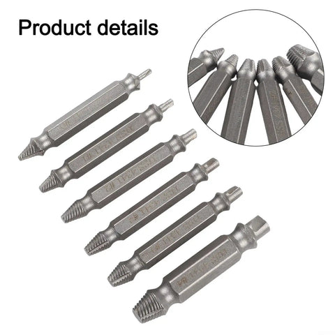Heavy Duty Double Headed Screw Extractor Set 6 Pieces Removes Stripped Rusty Broken Bolts Like A Champ High Speed Steel Drill Bits 2-12mm Tough Gear For Any Mechanic Job That Needs Serious Guts.