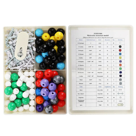 240 Piece Molecular Model Kit For Organic And Inorganic Chemistry Includes 86 Atoms, 153 Links, storage box visible
