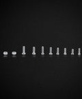 600 Pcs Stainless Steel Screws And Nuts Set In 12 Kinds For Watches And Glasses M1 To M1.6 Full Thread Plain Finish On Black Background