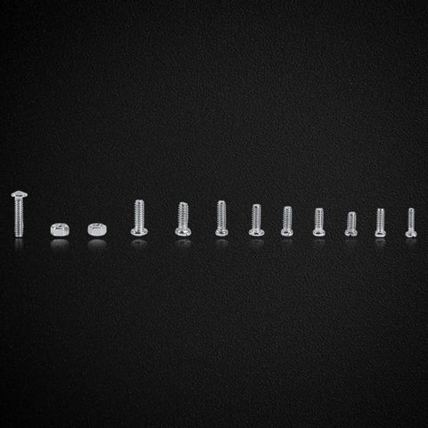 600 Pcs Stainless Steel Screws And Nuts Set In 12 Kinds For Watches And Glasses M1 To M1.6 Full Thread Plain Finish On Black Background