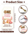 Pink One Happy Camper First Birthday Thank You Tags 50 Pack With Twine showcasing size and writable tag surface.