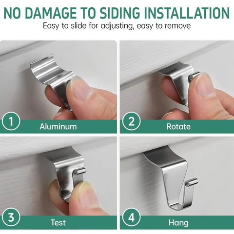Heavy Duty Vinyl Siding Hooks 30 Pack Stainless Steel Clips No Drill No Hole Needed Outdoor Hangers installation steps