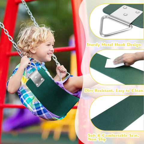 Beefy Heavy Duty Swing Seat With Metal Triangle Rings For Kids And Adults, Replacement Outdoor Swing Set Accessory