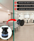 Slick 4 Pack Shower Glass Door Handle Set For Sliding Doors Black Durable Aluminum Alloy And Stainless Steel Knobs Rust Resistant Fits 6 To 12mm Glass Easy Install And Long Lasting Smooth Polished Surface. Black shower glass door knob shown in lounge view