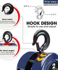 Detailed diagram of ATR9020UR 2 Ton Manual Hand Lift Chain Block Hoist With 2 Heavy Duty Hooks, showing hook design and latch mechanism.