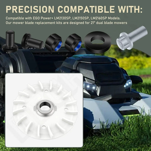Dual Blade Mower Blade Replacement Kit With Nuts Bolts Washers For 21 Inch EGO Power Plus LM2130SP LM2150SP LM2160SP Mowers