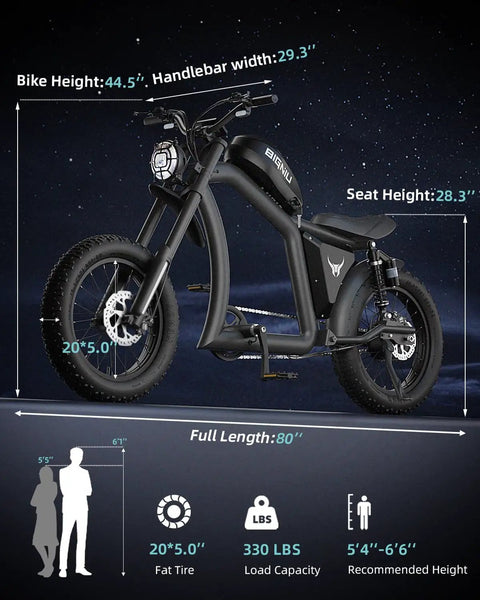 High-Performance 1500W Fat Tire Electric Bike For Adults With 48V 31.5Ah Battery, 34 Plus MPH Top Speed, 40 Plus Mile Range, Front And Rear Turn Signals, Dual Suspension, 20X5 Inch Fat Tires, Brushless Motor For Smooth Rides, side view with 20x5.0 tires