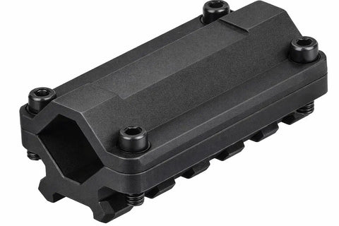 Tactical Shotgun Barrel Mount Clamp System, Five Slot, 2-Piece Design, Fits.75 to 1.1 Inch Barrels, Lightweight Aluminum With Matte Black Finish
