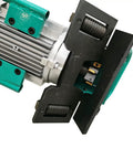 Portable Electric Beveling Machine Rolls In Easy To Bang Out Clean 30 To 60 Degree Plate Edges For Flawless Weld Prep With Rugged Cast Iron Rollers Built Tough - Close-up of motor and rollers.