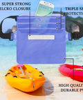 2 Pack Waterproof Phone Pouch With Adjustable Waist Strap for Swimming Kayaking Boating Fishing Beach Diving Touch Screen Dry Bag displayed on beach