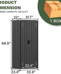 Rugged 28 Cu Ft Outdoor Storage Cabinet With Adjustable Shelves And Locking Door, Weatherproof Metal Shed, dimensions view