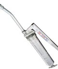Manual grease gun with metal nozzle and lever handle for lubrication tasks