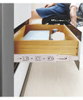 Installation of stainless steel drawer slides with soft close for 10 to 22 inch cabinets on wooden kitchen drawers