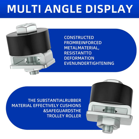 Multi-angle display of Trolley Roller Wheels For Unistrut Strut Channel Positioning Limit Kit 1-5-8 Inch with reinforced metal and rubber cushioning