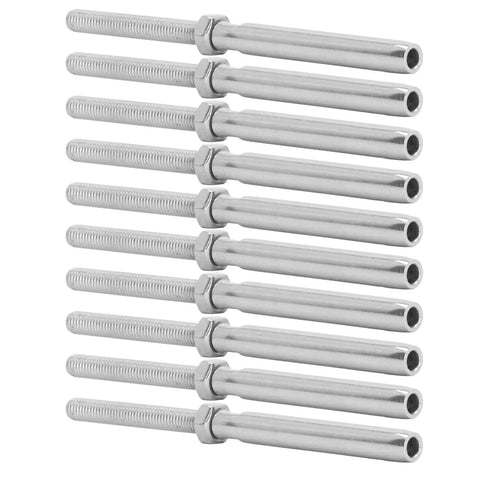 10 Pcs Stainless Steel Thread Swage Lag Screws Kit For Cable Handrail Hardware No Jam Design With High Strength Heavy Duty Rock Solid Wire Rope Clamp Set M6 3mm Threads