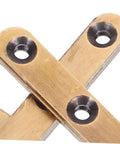 Close-up of heavy duty brass hidden door pivot hinges for wood doors, smooth vertical rotation, invisible hardware, 2 pack.