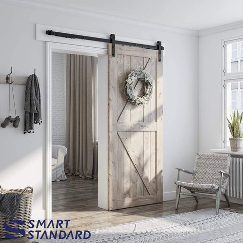 Sliding Barn Door Soft Close Hardware Kit For Single Door With Invisible Track Design Includes Step By Step Manual Fits 36 Inch Door Panel For A Smooth Quiet Operation Across Five To Ten Feet Of Track And Durable Two Piece Track System
