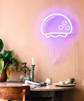 Neon Sign For Wall Decor Jellyfish Style Purple LED Light USB Powered With Dimmer For Bedroom Bar Parties Weddings