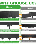 Comparison chart showing advantages of Heavy Duty Metal Landscape Edging Kit 33 Ft Total With 40 In By 6.5 In Steel Border 10 Stakes Pro