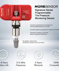 Signature Series 315MHz TPMS Tire Pressure Sensor 4 Pack Preprogrammed Relearn Ready Clamp In for Honda Pilot, MDX, RDX, TSX and Other Compatible Rides with Easy Install and Reliable Monitoring; red clamp-in sensor