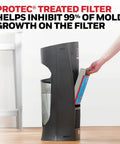 Replacement Wicking Filter T For HFT600 Humidifier 3 Pack being inserted into humidifier unit by a hand
