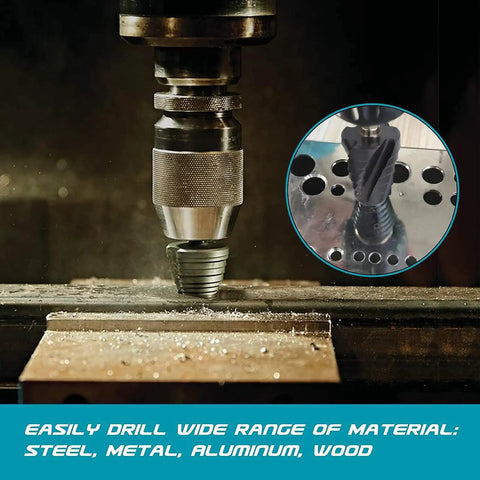 Get This Pro Step Drill Bit Set With 5 Flute M35 Cobalt Twist Bits For Metal And Wood That Makes Burry Smooth Holes In Stainless Steel Aluminum Copper Fast Without Changing Tools drilling steel plate