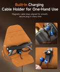 Portable Magnetic Charging Case For Ray Ban Meta Smart Glasses Gen 1 And Gen 2 One Hand Fast Charge brown case with glasses