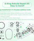 Diagram showing DIY Pool Pump Repair Kit For WhisperFlo IntelliFlo Includes Impeller Gasket, Drain Plug O Rings, Lid O Ring, Diffuser O Ring, PS-1000 Shaft Seal Built 2008 And Later Replacement Kit with labeled parts and installation guide.