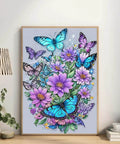 Framed Butterfly Diamond Art Painting Kit For Adults Full Drill 5D Round Diamonds Diy Craft Kit Beginner Friendly 12x16 Inch