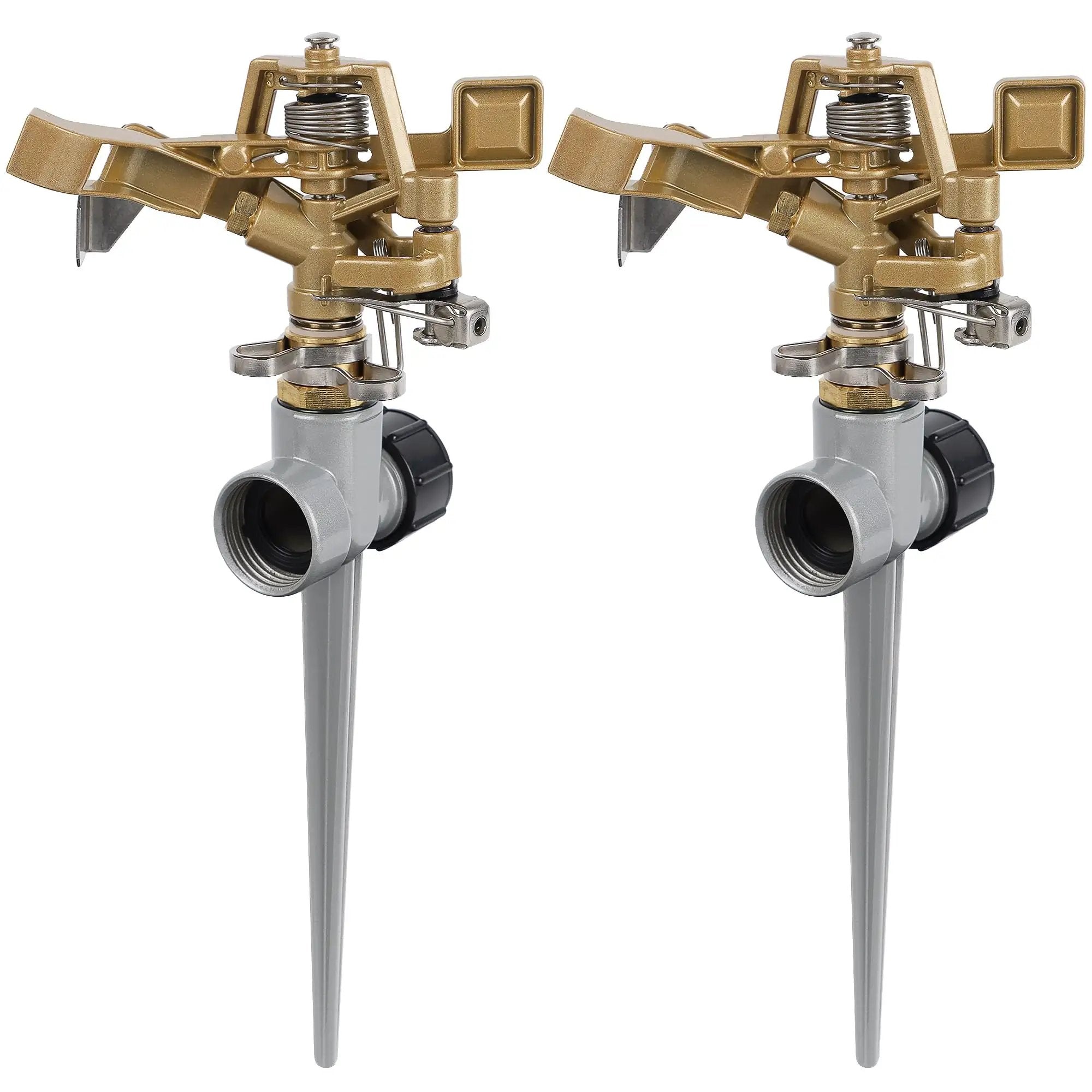 Two Pack Impact Sprinklers With Stand Spike, Heavy Duty ✓