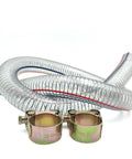 Hxszk 39-inch log-splitter suction hose, 1 in ID, wire-reinforced PVC with metal clamps, silver with red/blue stripes