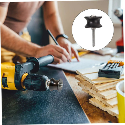 Top Shelf 6 Piece Ebony Leather Burnisher Tool Set Slicker For Smooth Edge Finishing with drill and wood.