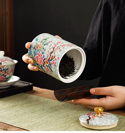 Premium Ceramic Tea And Coffee Canisters Keep Your Daily Stash Locked Down With True Airtight Sealed Lids Designed To Preserve Crisp Flavor While Adding Sleek Vintage Chinese Vibe To Any Kitchen Setup.