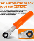 5/16 inch automatic slack adjuster wrench, orange handle, for big rig trucks and trailers with beefy carbon steel build
