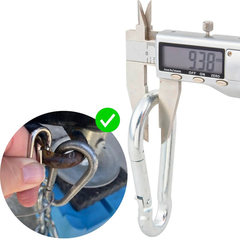 Breakaway Trailer Cable 6Ft Heavy Duty Stainless Steel Spring Towing Coiled Wire Replacement Emergency Breakaway Switch Lanyard For RVs And Campers Trailer Brake Safety Cord with caliper measurement and connector detail
