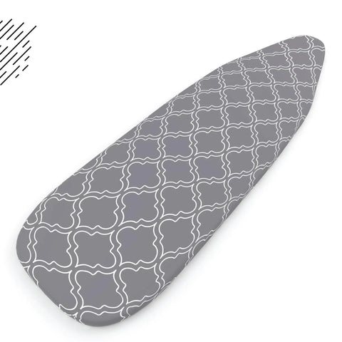 Thick 3mm Felt Ironing Board Cover And Pad For 42x14 Standard Size With Scorch And Stain Resistant Cotton Heavy Duty Drawstring Snug Fit Grey Tile Pattern