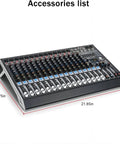 16 Channel DJ Mixer With 99 DSP Effects, 7 Band EQ, 48V Phantom Power, Bluetooth And USB Recording for live performances