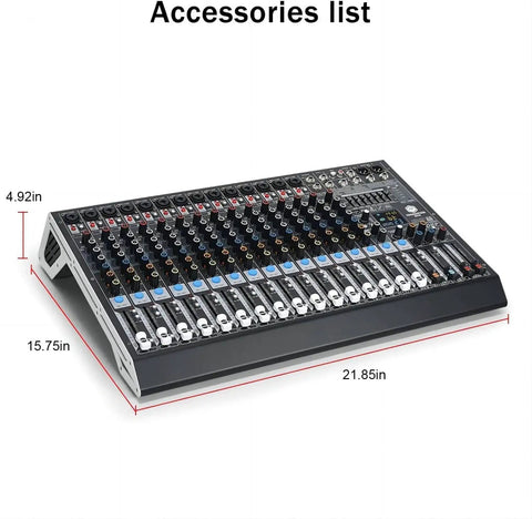 16 Channel DJ Mixer With 99 DSP Effects, 7 Band EQ, 48V Phantom Power, Bluetooth And USB Recording for live performances