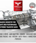 Cutaway view of electronic transfer case with branding, highlighting chemistry for BMW xDrive, Audi Quattro, Porsche and more.
