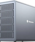 Five Bay Aluminum RAID Hard Drive Enclosure With Usb 3.0 Interface For 3.5 And 2.5 Inch Sata Hdd And Ssd Up To 120Tb Storage Capacity showing side view with multiple drive bays.