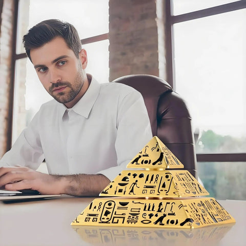Three Layer Rotating Pyramid Fidget Toy For Stress Relief Desk Meditation Accessory Brass Office Decor