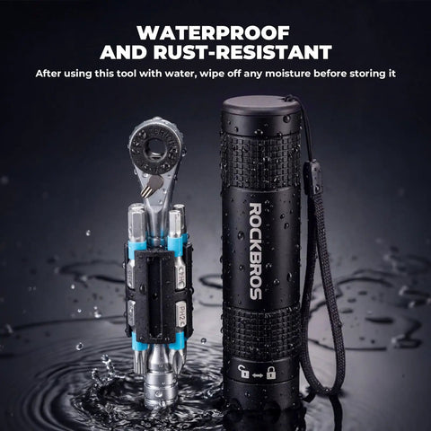 Portable Bike Repair Tool Kit With Reversible Ratcheting Driver And 8 Interchangeable Bits in waterproof case