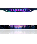 Sturdy Stainless Steel Moon Phases Aurora Forest License Plate Frame With Night Sky Design, screws included, 6.3 x 12.2 inches