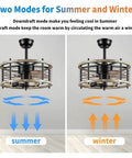 Industrial Farmhouse Ceiling Fan With Smooth Wood Blades Built In Light Wireless Remote Vintage Cage Design For Swoon Worthy Living Spaces And No Sweat All Day Cooling in summer and winter modes.