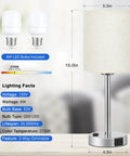 Touch Activated Bedside Lamps Set Of 2 For Bedroom 3 Way Dimmable Nightstand Lights With USB C And USB A Ports And Outlets Silver Base