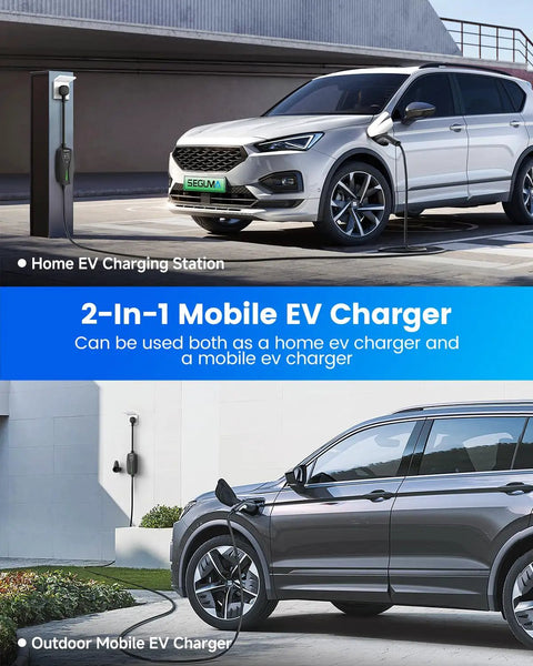 Premium Wall Mounted Level 2 EV Charger 24 Amp 240 Volt With Nema 10-30 Plug Plug And Play Got Zero Drama Garage Hookup Just Roll Out Fast, shown installed on a wall.
