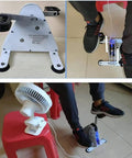 50W Portable Pedal Generator with dual USB output in use for outdoor fitness, showing silent metal construction and compact design.