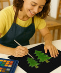 Person using Black Corrugated Cardboard Sheets 37x26 Inches 50 Pack E Flute Thick 3 32 Inch Made In USA for art project